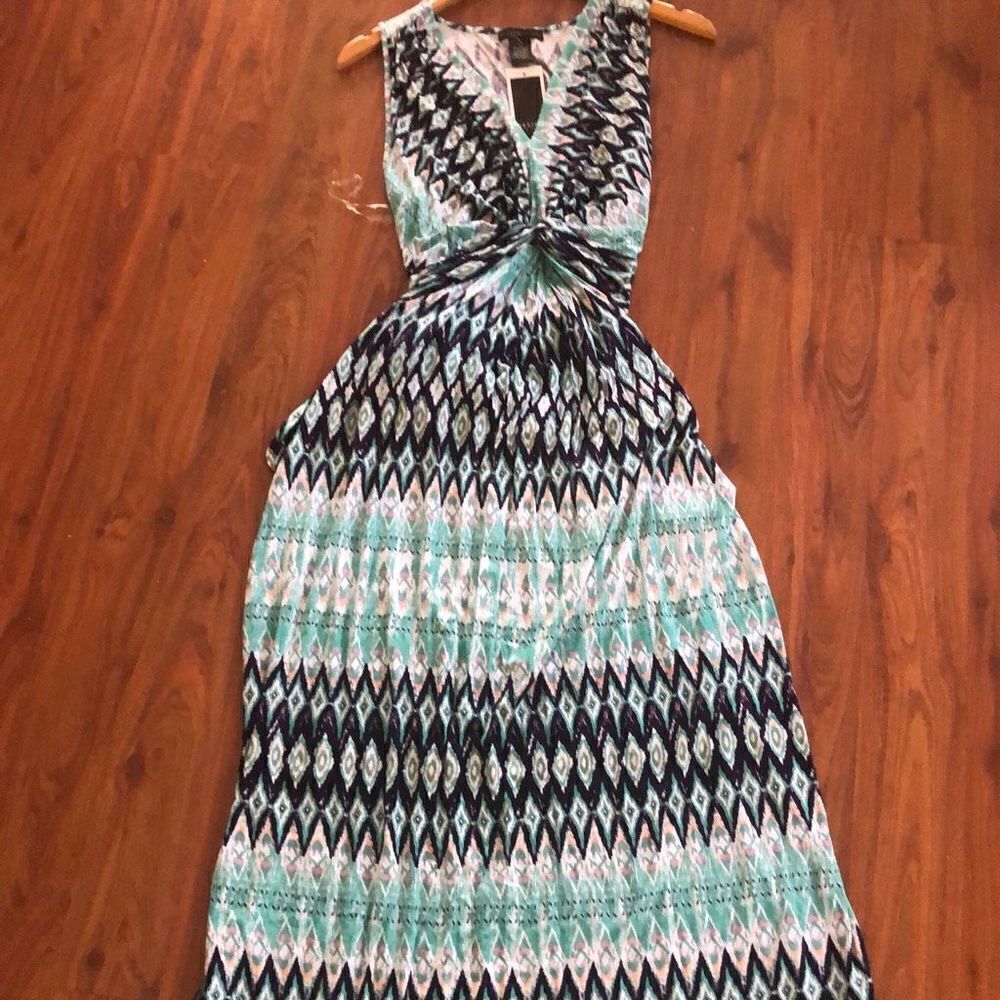 NWT DESiGN History Bohemian style ruched, maxi dr… - image 1